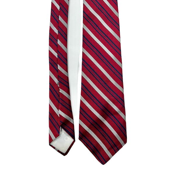Vintage Christian Dior Neck Tie Men’s Red White Blue 90s Stripes Silk 56.5" x 3" - Picture 5 of 9